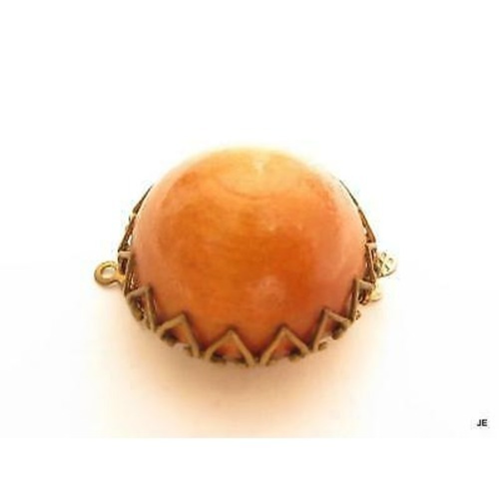 Vintage Large Wooden Cab Brass Filigree Necklace Bracelet Jewelry Clasp F492